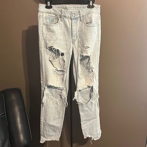 American eagle extra light wash extra distressed jeans size 2 Long